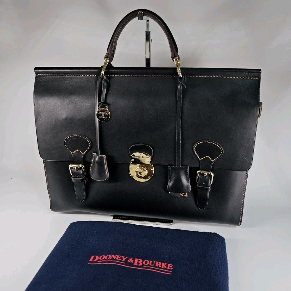 Dooney & Bourke Double Gusset Black Leather Briefcase